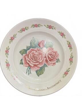 Avon Pink Rose Anniversary Plate